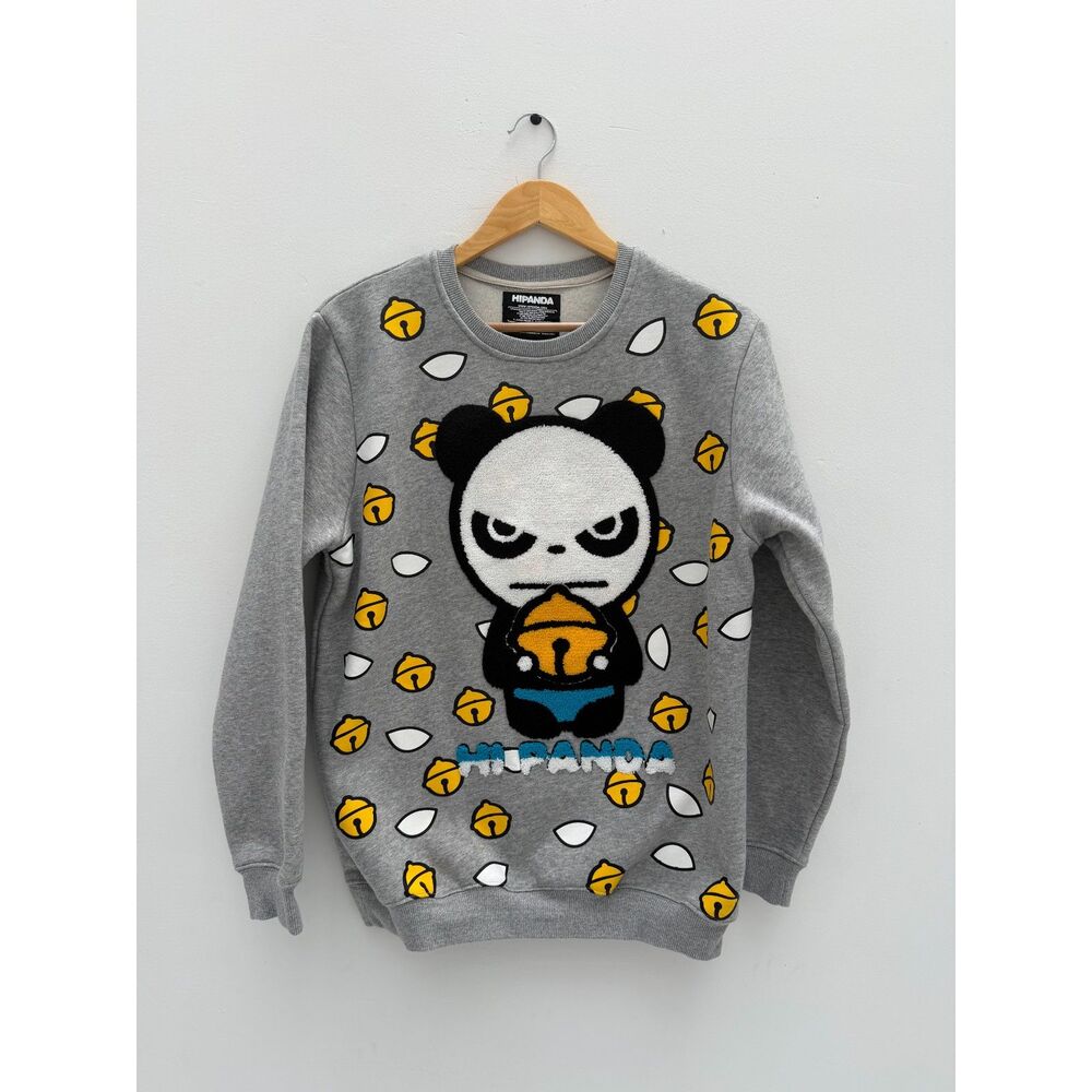 HIPANDA Angry Panda Graphic Crewneck Sweatshirt - Gray - Size XL
